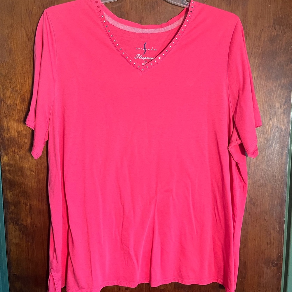 Serenada Women's  V-Neck Short Sleeve Sleepwear with Stud Detail